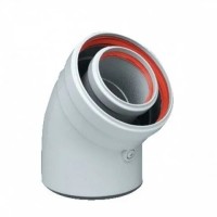 Колено коаксиальное Ferroli 45° Ø 60/100 мм, дымовая часть – ПВХ, воздушная часть – ПВХ