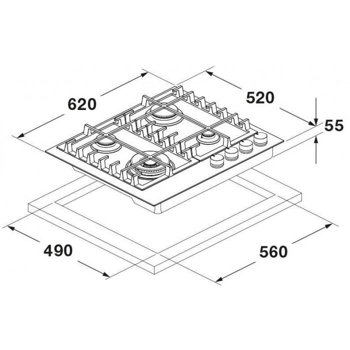 Газовая варочная панель Fulgor Milano FCLH 604 G T WK BK