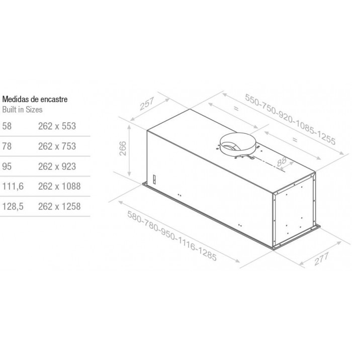Встраиваемая вытяжка Pando EVO/580.11 INOX V.850 SEC