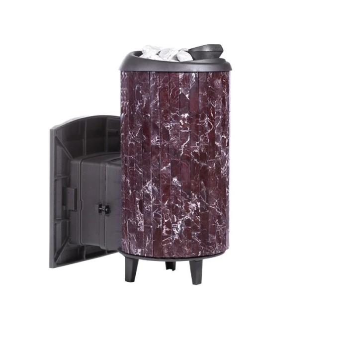 Печь банная Прометалл Атмосфера XL в ламелях Россо Леванто наборный рисунок