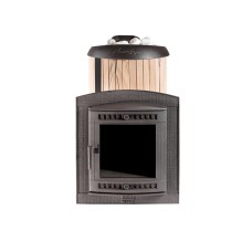 Печь банная Прометалл Атмосфера XL в ламелях Окаменевшее дерево наборный рисунок