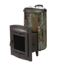 Печь банная Прометалл Атмосфера XL в ламелях Жадеит наборный рисунок