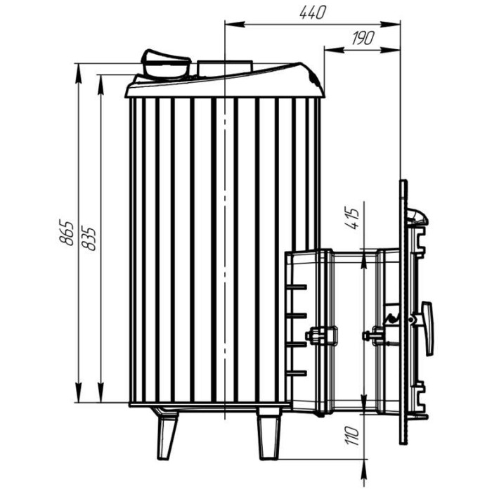 Печь банная Прометалл Атмосфера XL в ламелях из натурального камня Змеевик наборный