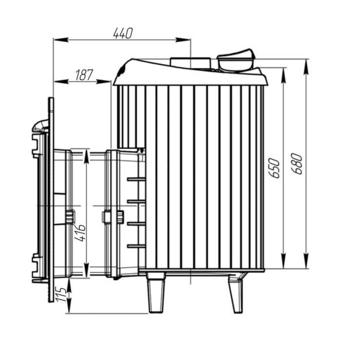 Печь банная Прометалл Атмосфера L в ламелях из натурального камня Змеевик наборный