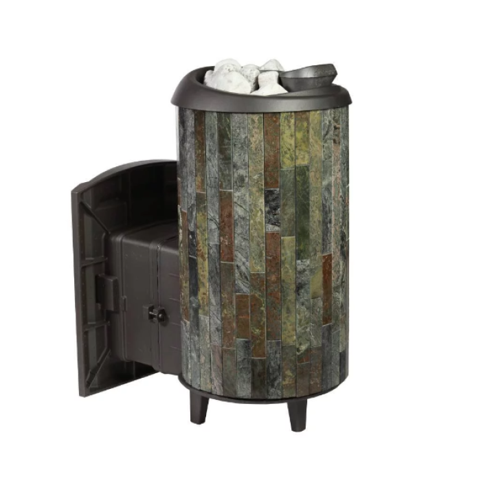 Печь банная Прометалл Атмосфера L в ламелях Жадеит наборный рисунок