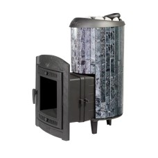 Печь банная Прометалл Атмосфера XL в ламелях Пироксенит наборный рисунок