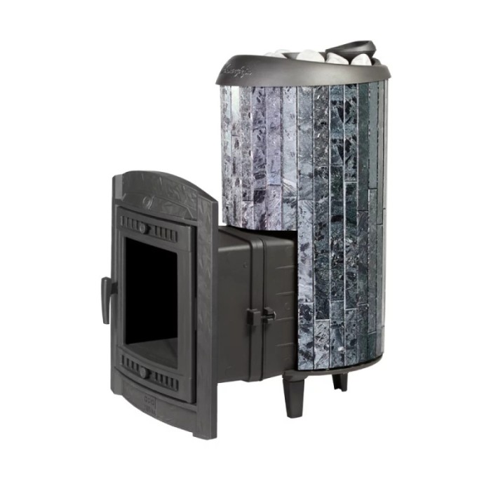 Печь банная Прометалл Атмосфера XL в ламелях Пироксенит наборный рисунок