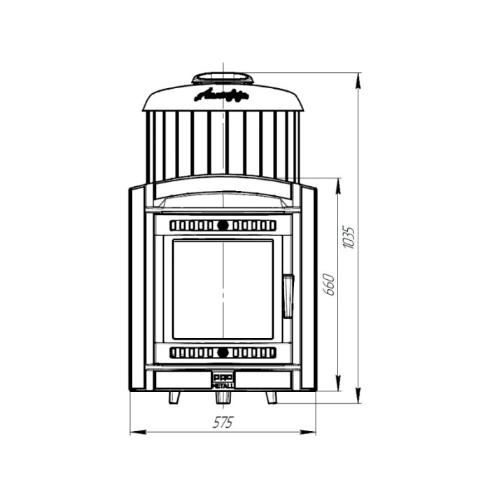 Печь банная Прометалл Атмосфера XL в ламелях Пироксенит наборный рисунок