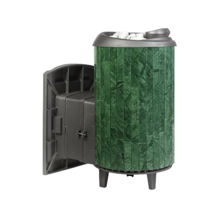 Печь банная Прометалл Атмосфера L в ламелях Верде Гватемала наборный рисунок