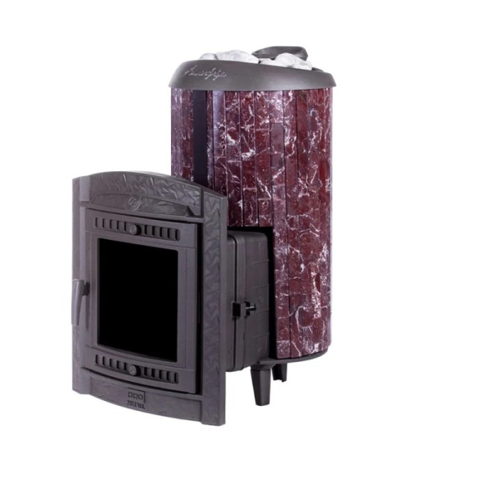 Печь банная Прометалл Атмосфера XL в ламелях Россо Леванто наборный рисунок