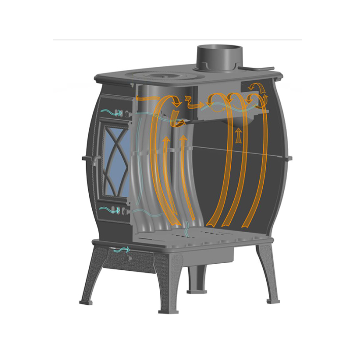 Печь-камин отопительно-варочная Прометалл Бахта (цв. серый)