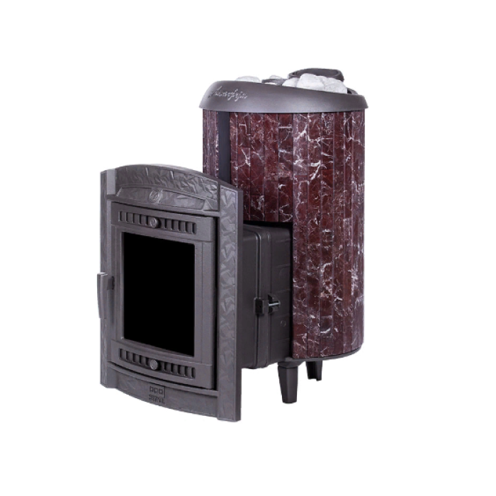 Печь банная Прометалл Атмосфера L  в ламелях Россо Леванто наборный рисунок