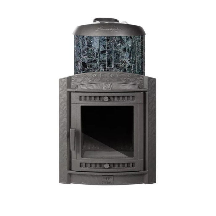 Печь банная Прометалл Атмосфера XL в ламелях Пироксенит наборный рисунок