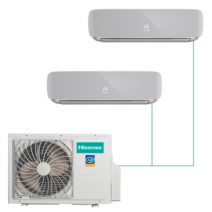 Настенная мульти-сплит-система Hisense Silver FM DC Inverter R32 на 2 комнаты