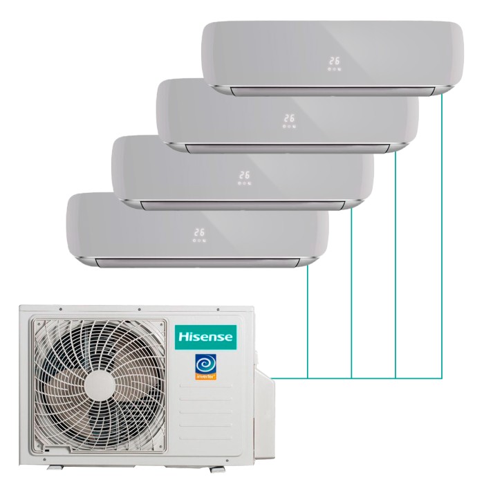 Настенная мульти-сплит-система Hisense Silver FM DC Inverter R32 на 4 комнаты