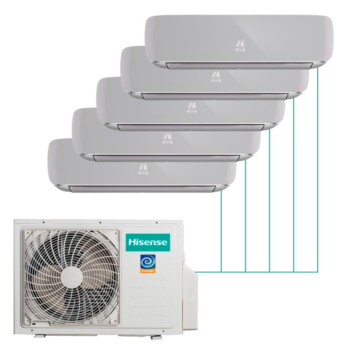 Настенная мульти-сплит-система Hisense Silver FM DC Inverter R32 на 5 комнат