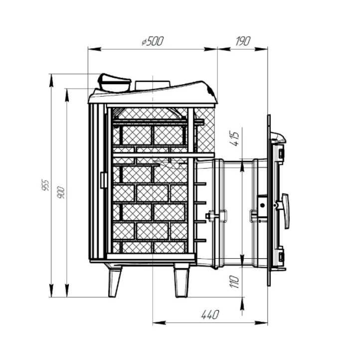 Печь банная Прометалл Атмосфера L комбинированная сетка-ламель Верде Гватемала
