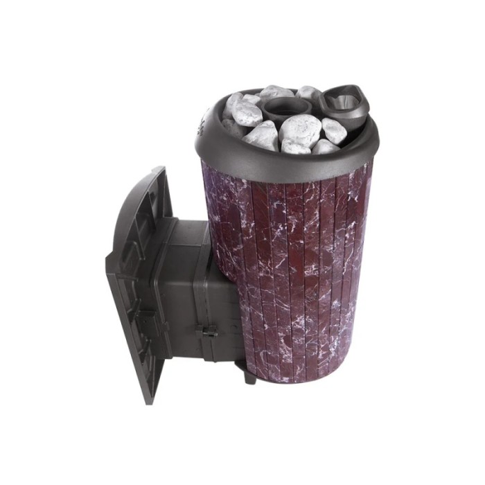 Печь банная Прометалл Атмосфера XL в ламелях Россо Леванто наборный рисунок