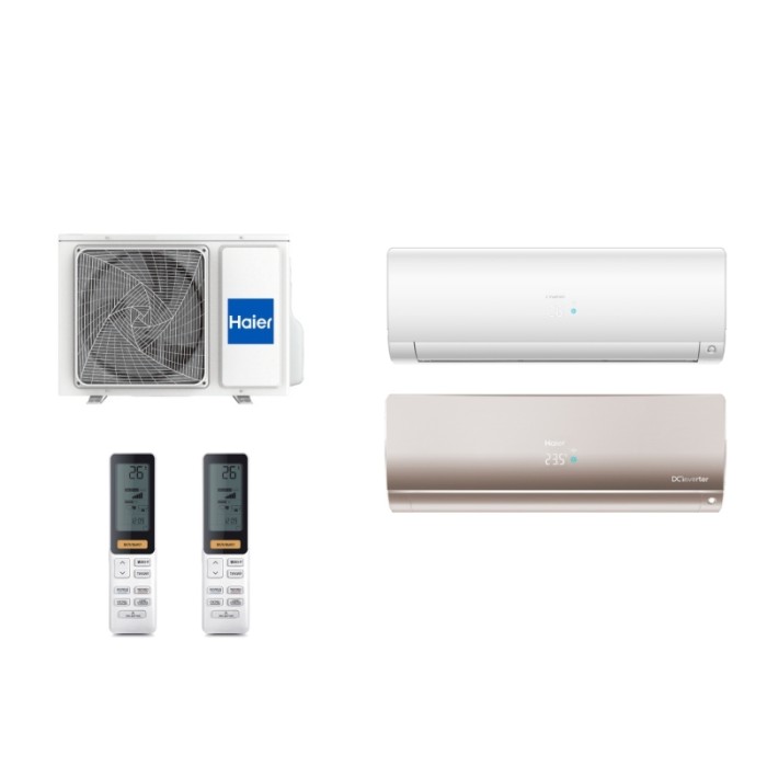 Мульти сплит-система Haier на 2 комнаты (25+25 кв.м.) FLEXIS White + Gold