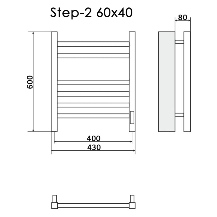 Полотенцесушитель Электрич.кабельный Ника STEP-2 60/40 правый тэн