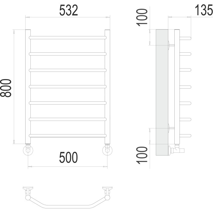 Полотенцесушитель TERMINUS Эконом Виктория П8 500х800 NEW