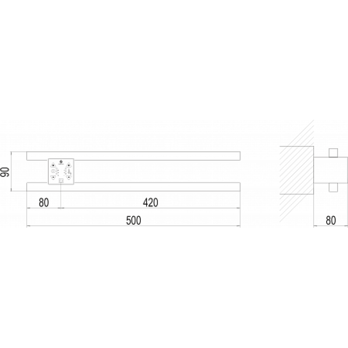 Полотенцесушитель с/т TERMINUS Электро Полка П2 ПРОФИЛЬ 500х90 NEW