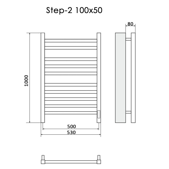 Полотенцесушитель Электрич.кабельный Ника STEP-2 100/50 правый тэн