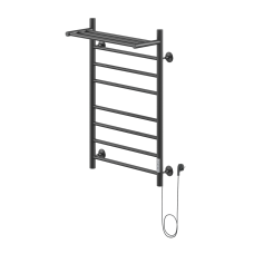 Полотенцесушитель Электрич.кабельный Ника WAY-3 80/50 с полкой RAL9005 черный матовый правый тэн