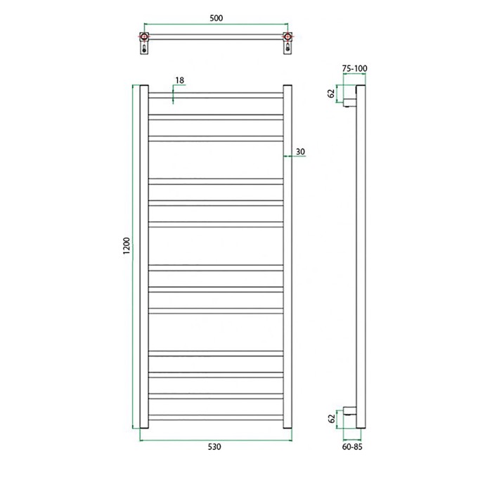 Полотенцесушитель ГРОТА ECOCLASSIK 53/120