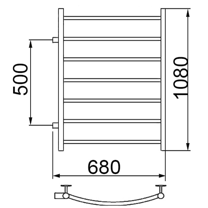 Полотенцесушитель Ника ARC ЛД 100/60 бок. подкл. 50 см