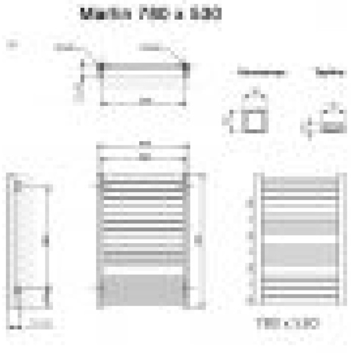 Полотенцесушитель Terma MARLIN 780/430 RAL 9005 черный матовый