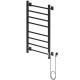 Полотенцесушитель Электрич.кабельный Ника STEP-3 80/40 RAL9005 черный матовый правый тэн