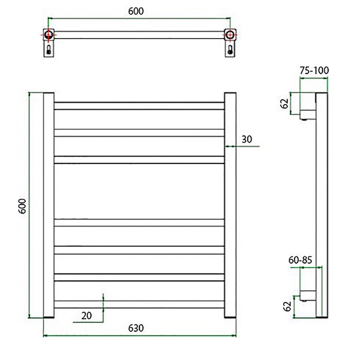 Полотенцесушитель ГРОТА ESTRO 63/60