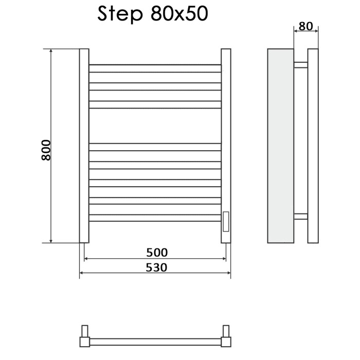 Полотенцесушитель Электрич.кабельный Ника STEP-2 80/50 правый тэн