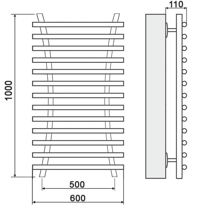 Полотенцесушитель Ника BAMBOO ЛБ-8 100/50 (-)