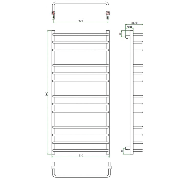 Полотенцесушитель ГРОТА ECOFORTE 63/120