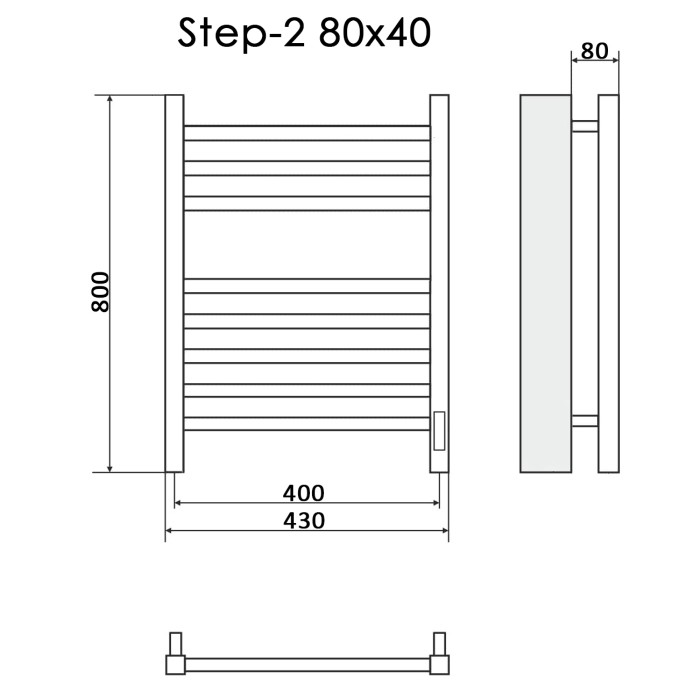 Полотенцесушитель Электрич.кабельный Ника STEP-2 80/40 правый тэн