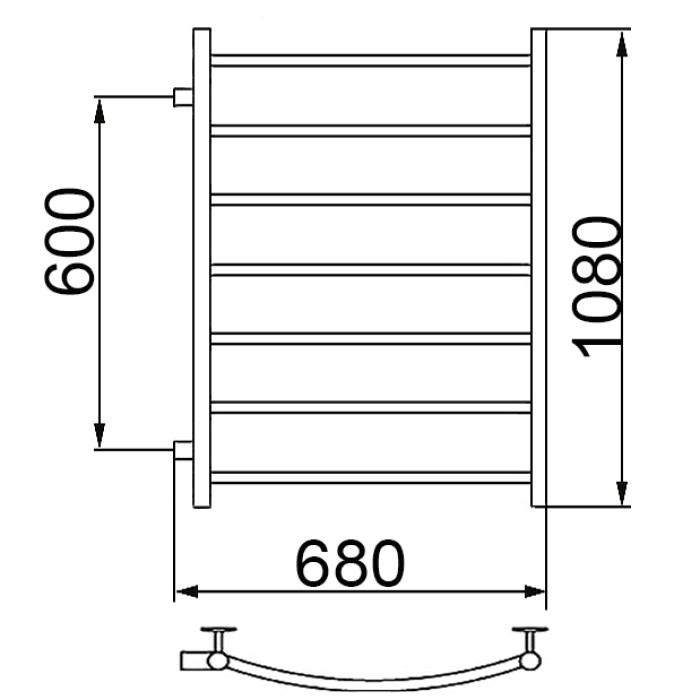 Полотенцесушитель Ника ARC ЛД 100/60 бок. подкл. 60 см