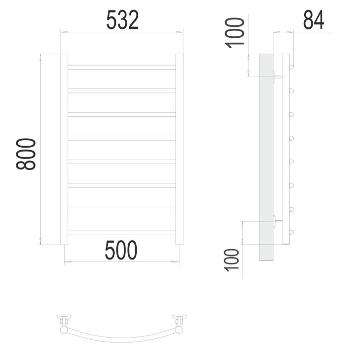 Полотенцесушитель TERMINUS Эконом Классик П8 500х800 NEW