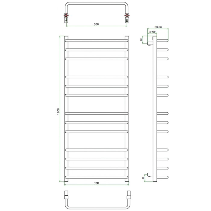 Полотенцесушитель ГРОТА ECOFORTE 53/120