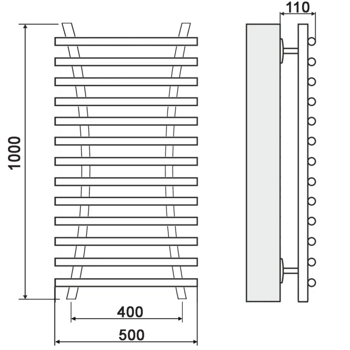 Полотенцесушитель Ника BAMBOO ЛБ-8 100/40 (-)
