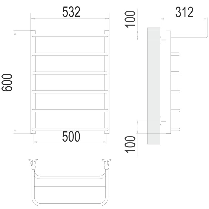 Полотенцесушитель TERMINUS Эконом Полка П6 500х600 NEW