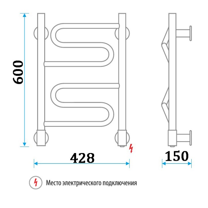 Полотенцесушитель Электрич. Energy BRAVO 600/400 42W (-)