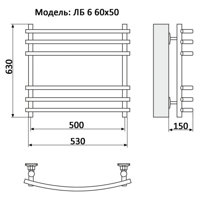 Полотенцесушитель Ника BAMBOO ЛБ-6 60/50