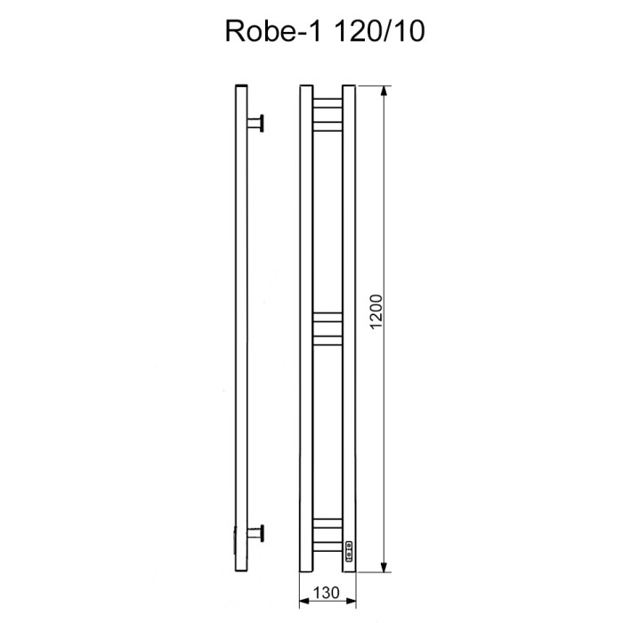 Полотенцесушитель Электрич.кабельный Ника Robe-1 120/10 RAL9005 черный матовый правый тэн