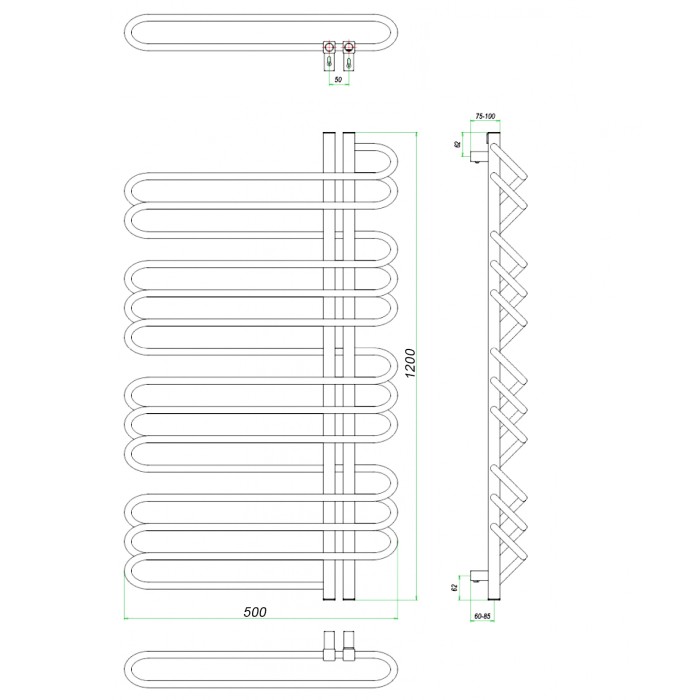 Полотенцесушитель ГРОТА STELLE 50/120 R