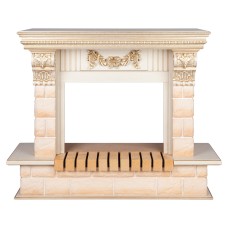 Портал каминный из МДФ RealFlame Gracia WT белый дуб с золотой патиной