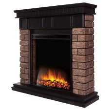 Портал Firelight Bricks Wood Classic камень темный, шпон венге