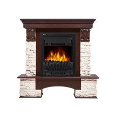 Портал Firelight Pietra Classic камень белый, шпон темный дуб