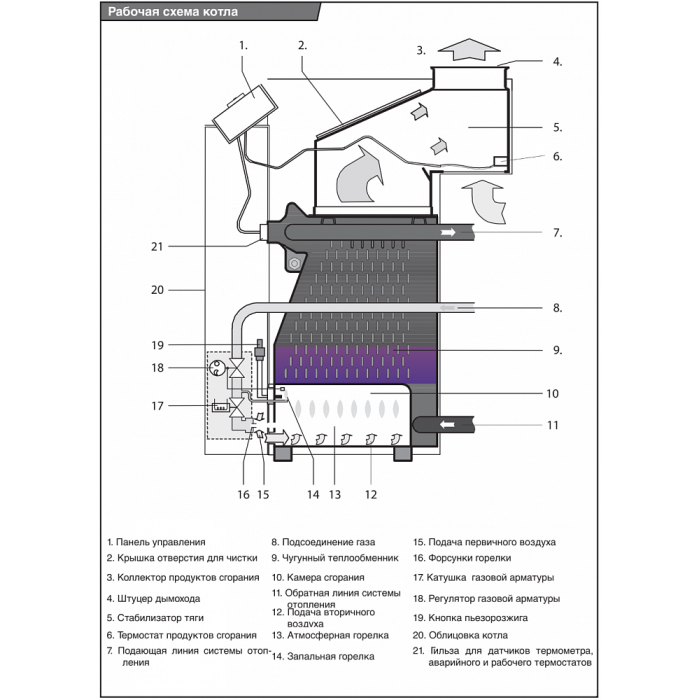 Напольный газовый котел отопления Protherm Медведь 20 TLO
